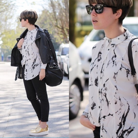 Zara Tops - Zara Marble Print Blouse